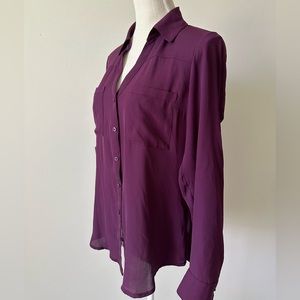 Express Front Pockets Long Sleeve Plum Office Shirt- M